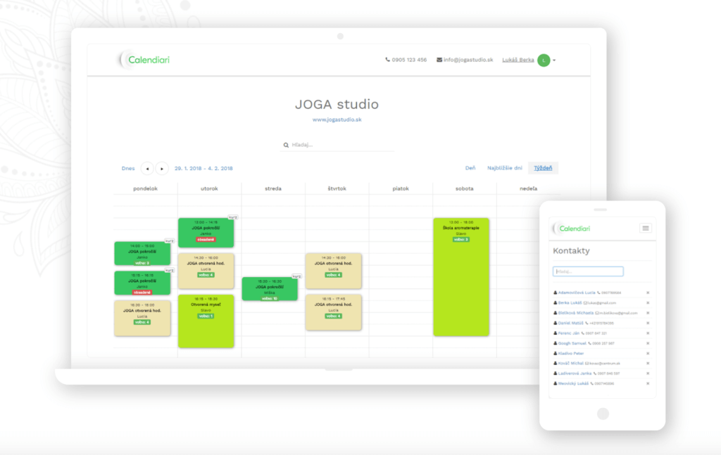 rezervacny system calenndiari
