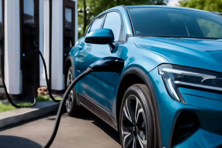 Elektromobil pri verejnej nabíjacej stanici – nabíjacie siete na Slovensku