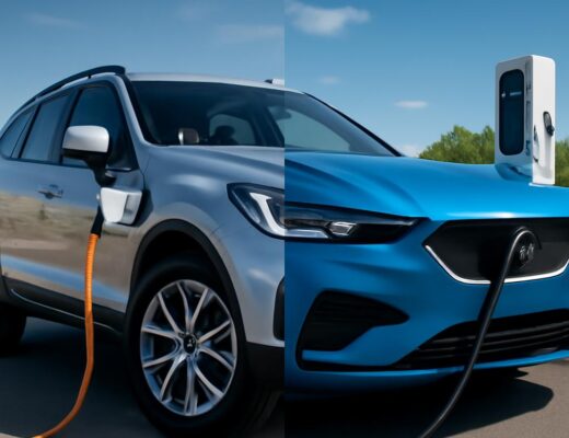 Plug-in hybrid a elektromobil pri nabíjacej stanici – porovnanie 2026