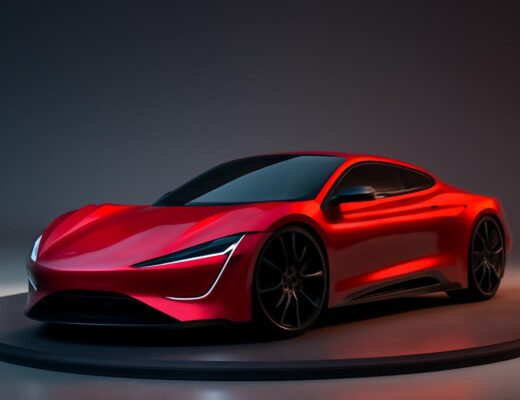 Futuristický elektrický športový automobil – ilustračný obrázok k Tesla Roadster 2026