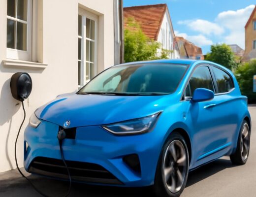 Elektromobil pri domácej nabíjacej stanici — dotácie na elektromobily na Slovensku 2026