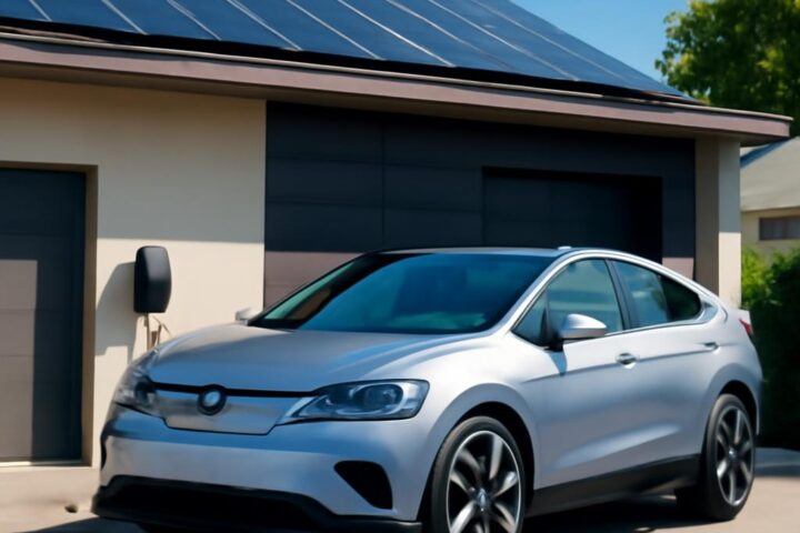 Elektromobil nabíjaný zo solárnych panelov na streche rodinného domu