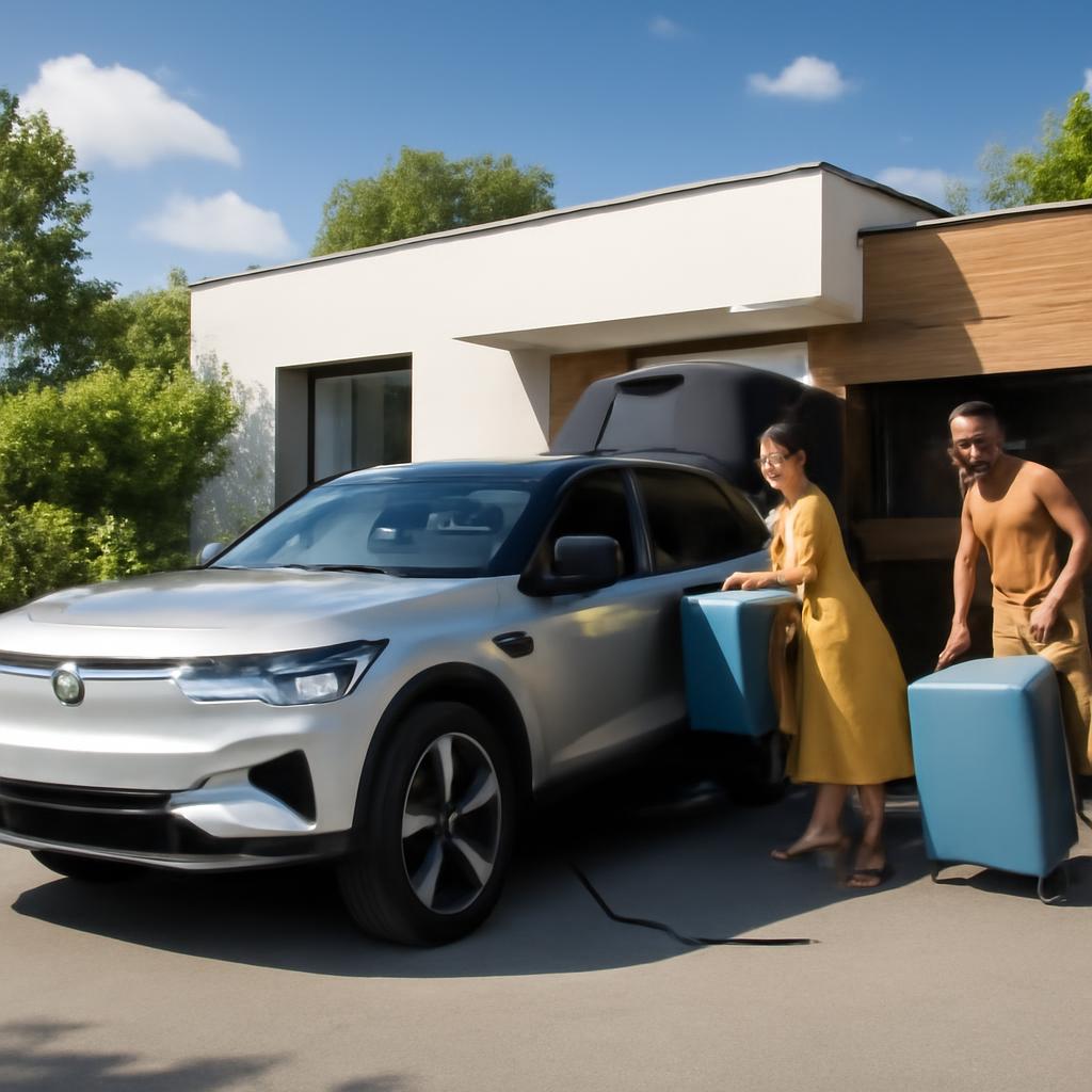 Rodinný elektromobil 2026 – rodina nakladá batožinu do elektrického SUV