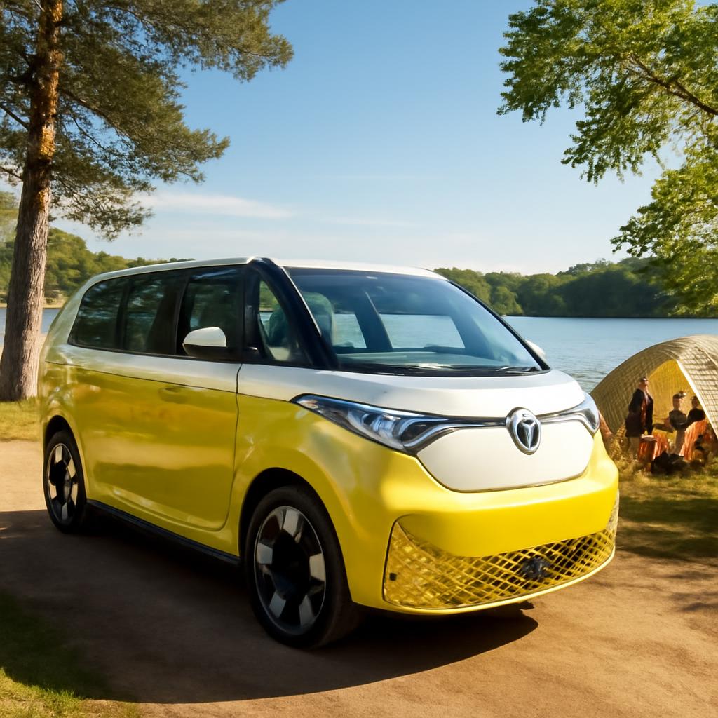 Volkswagen ID. Buzz – elektrický rodinný van v letnej prírode
